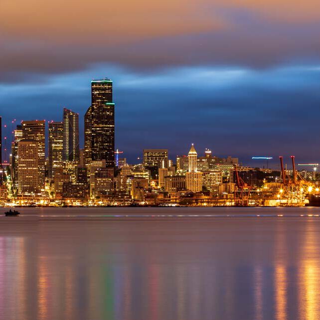Holidays, Morgen, Morning, Nord-Westen, NorthWest, Seattle, Skyline, Sonnenaufgang, Sunrise, USA, Urlaub, Vereinigte Staaten