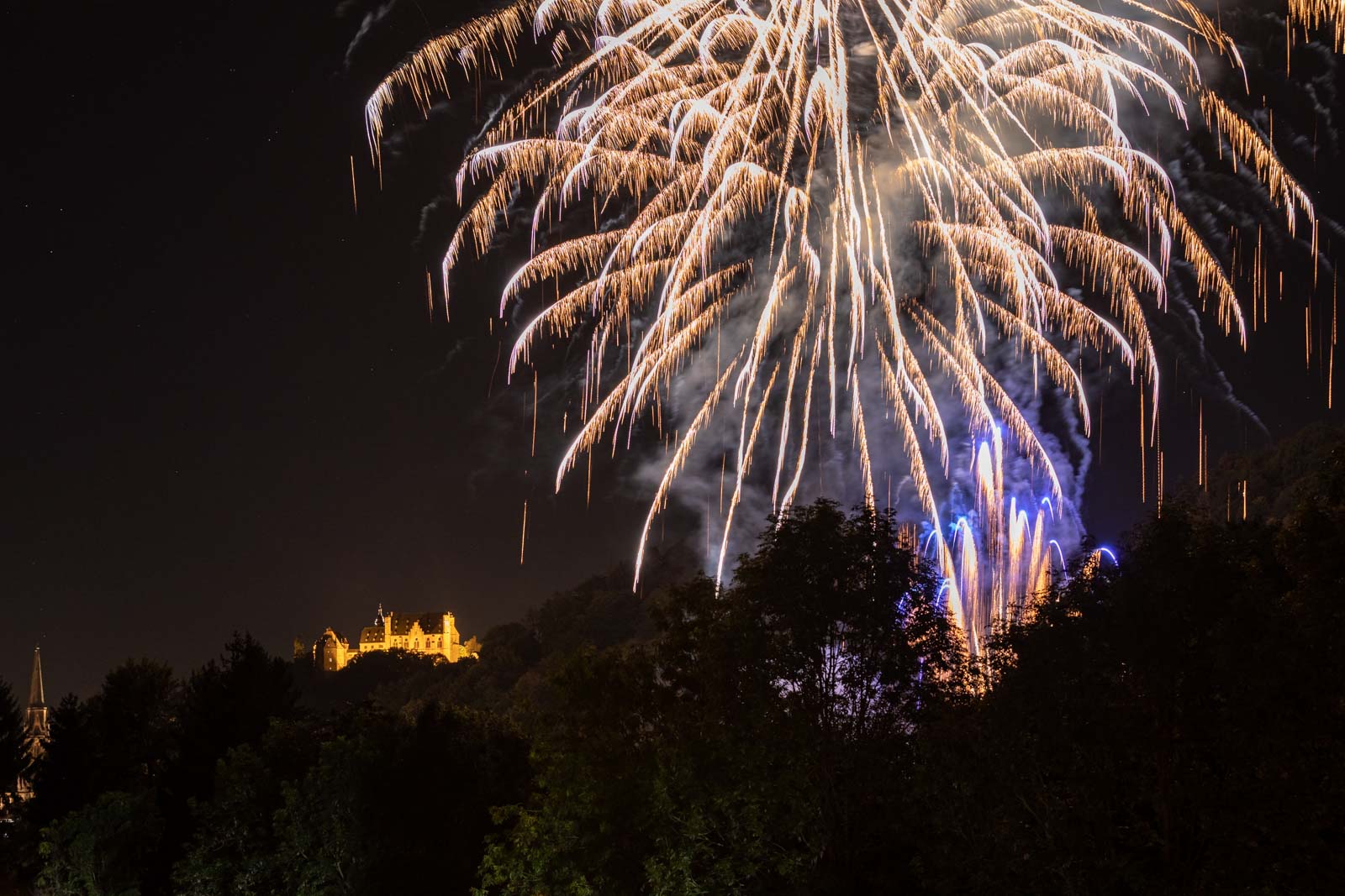 Abend, Castle, Deutschland, Europa, Europe, Evening, Feuerwerk, Fireworks, Germany, Hessen, Hessia, Location, Marburg, Ort, Schloss, Sommer, Summer