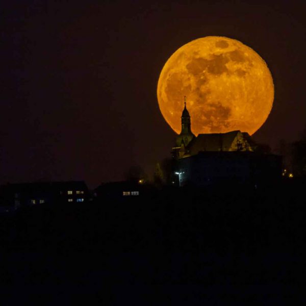 Abend, Amöneburg, Church, Deutschland, Europa, Europe, Evening, Germany, Hessen, Hessia, Kirche, Location, Mittelhessen, Mond, Moon, Nacht, Night, Ort