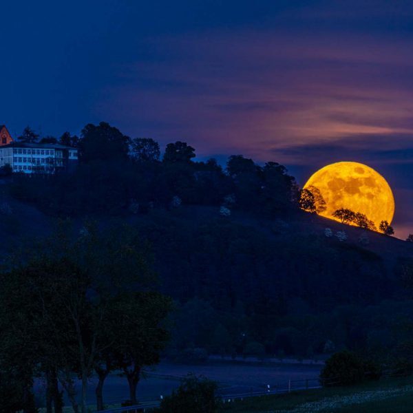 Abend, Amöneburg, Church, Deutschland, Europa, Europe, Evening, Germany, Hessen, Hessia, Kirche, Location, Mittelhessen, Mond, Moon, Nacht, Night, Ort