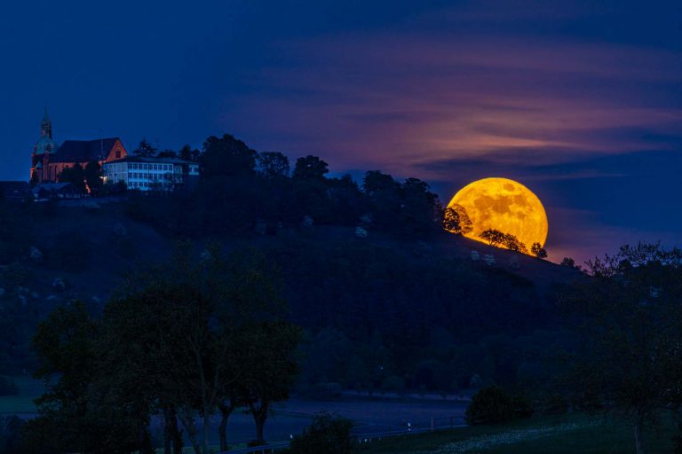 Abend, Amöneburg, Church, Deutschland, Europa, Europe, Evening, Germany, Hessen, Hessia, Kirche, Location, Mittelhessen, Mond, Moon, Nacht, Night, Ort