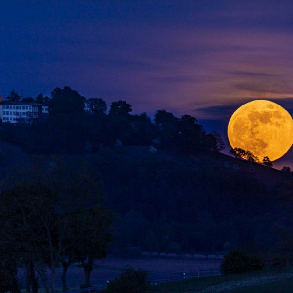 Abend, Amöneburg, Church, Deutschland, Europa, Europe, Evening, Germany, Hessen, Hessia, Kirche, Location, Mittelhessen, Mond, Moon, Nacht, Night, Ort