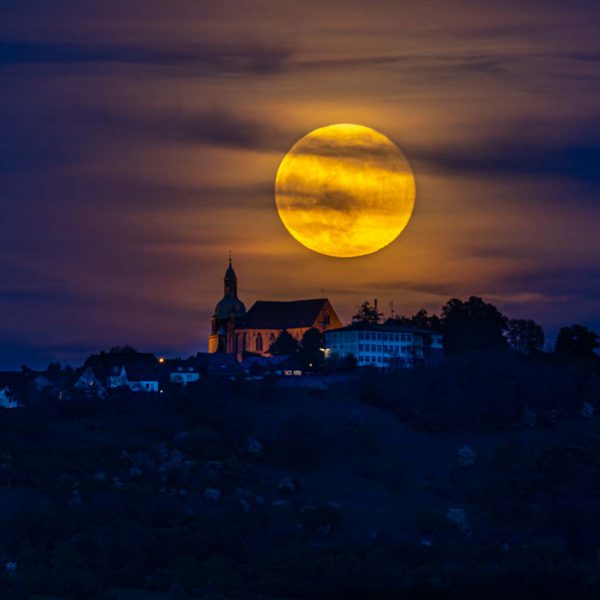 Abend, Amöneburg, Church, Deutschland, Europa, Europe, Evening, Germany, Hessen, Hessia, Kirche, Location, Mittelhessen, Mond, Moon, Nacht, Night, Ort